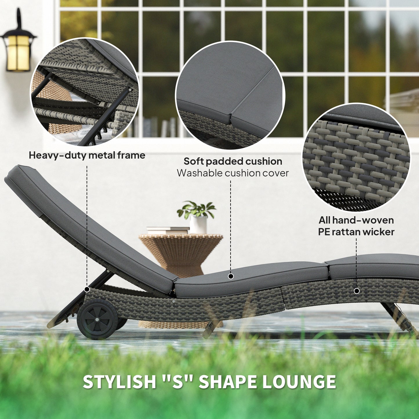 Patio Wicker Chaise Lounge Chair