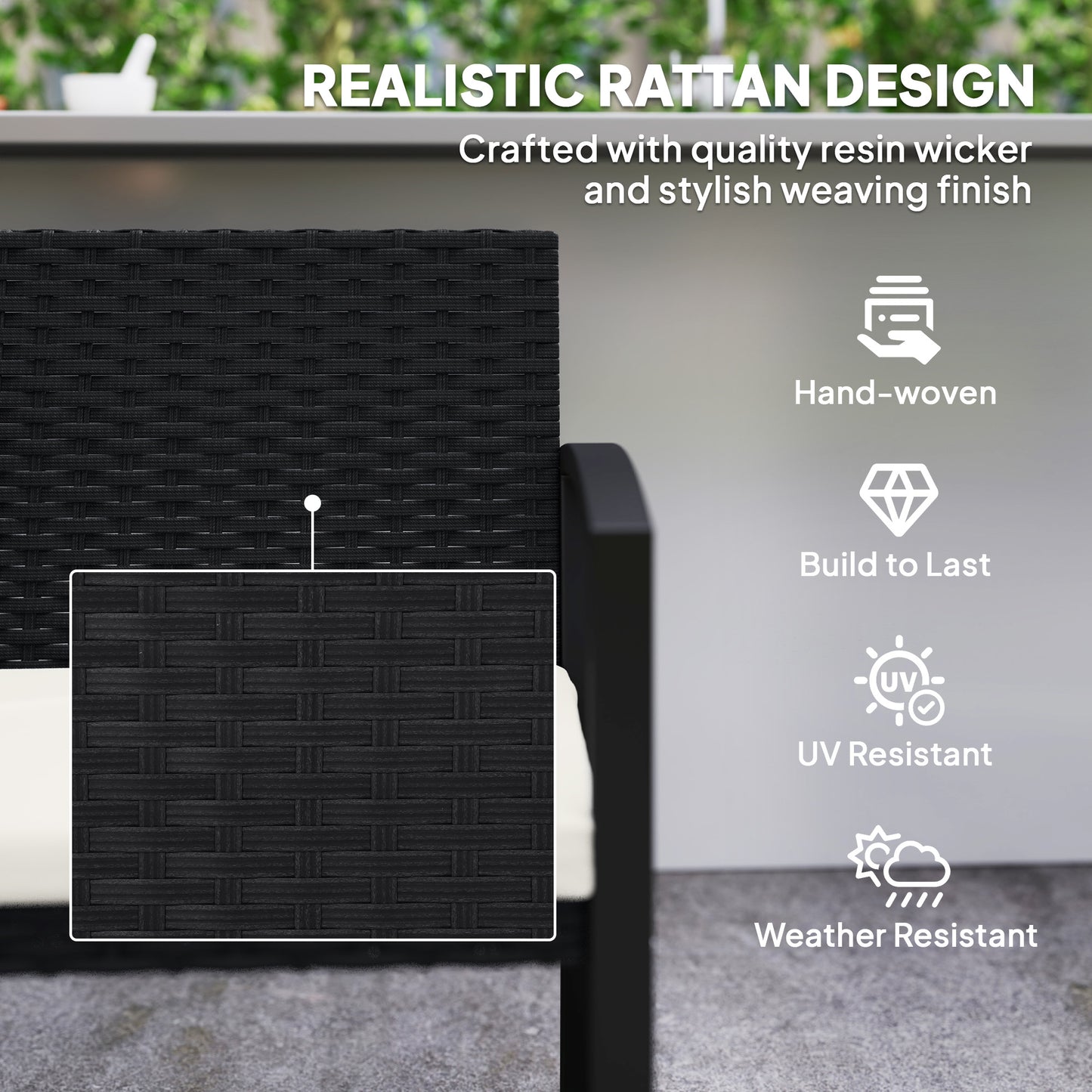Two-Seater Rattan Garden Bench