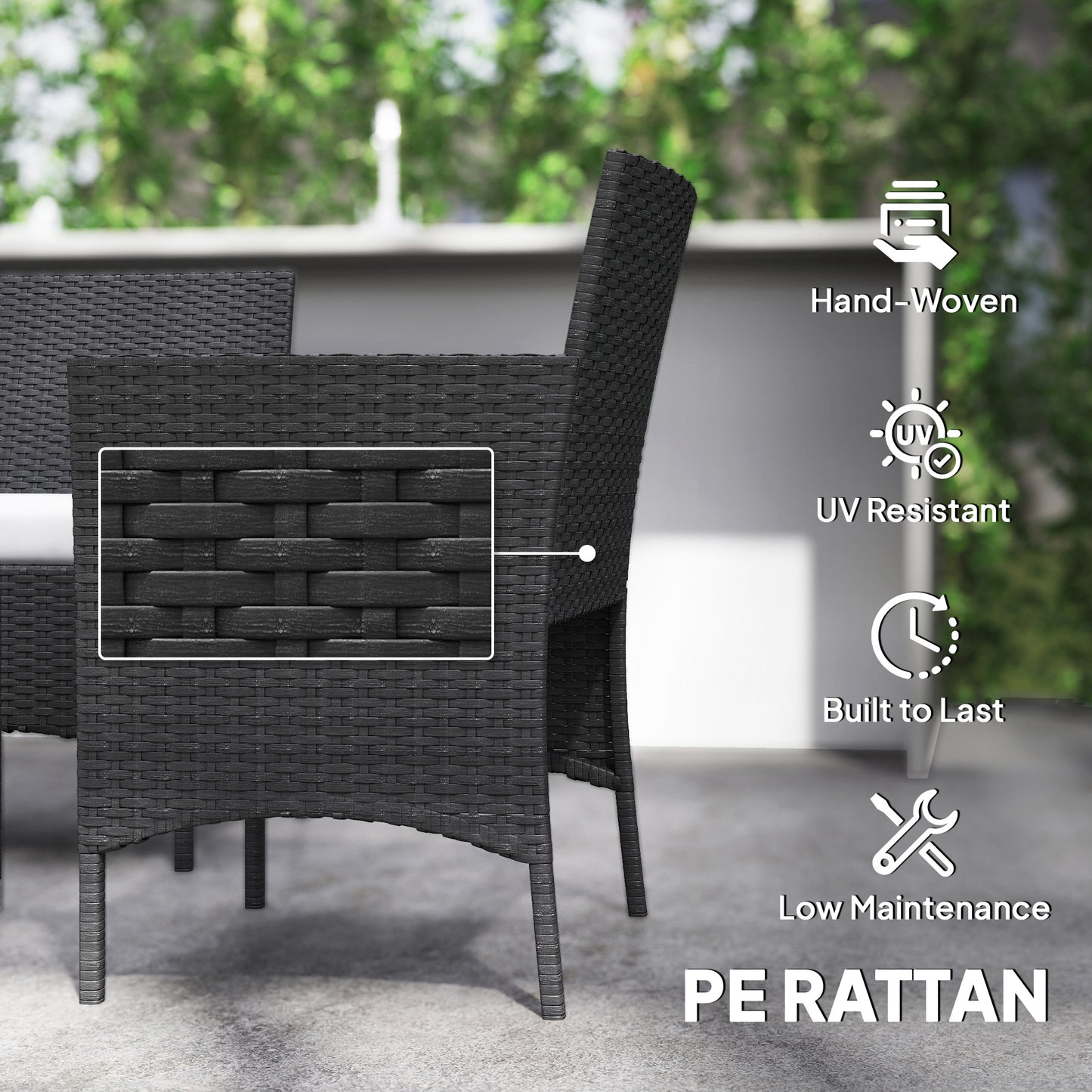 4 Piece Rattan Garden Furniture Sofa Set with Loveseat, Armchairs