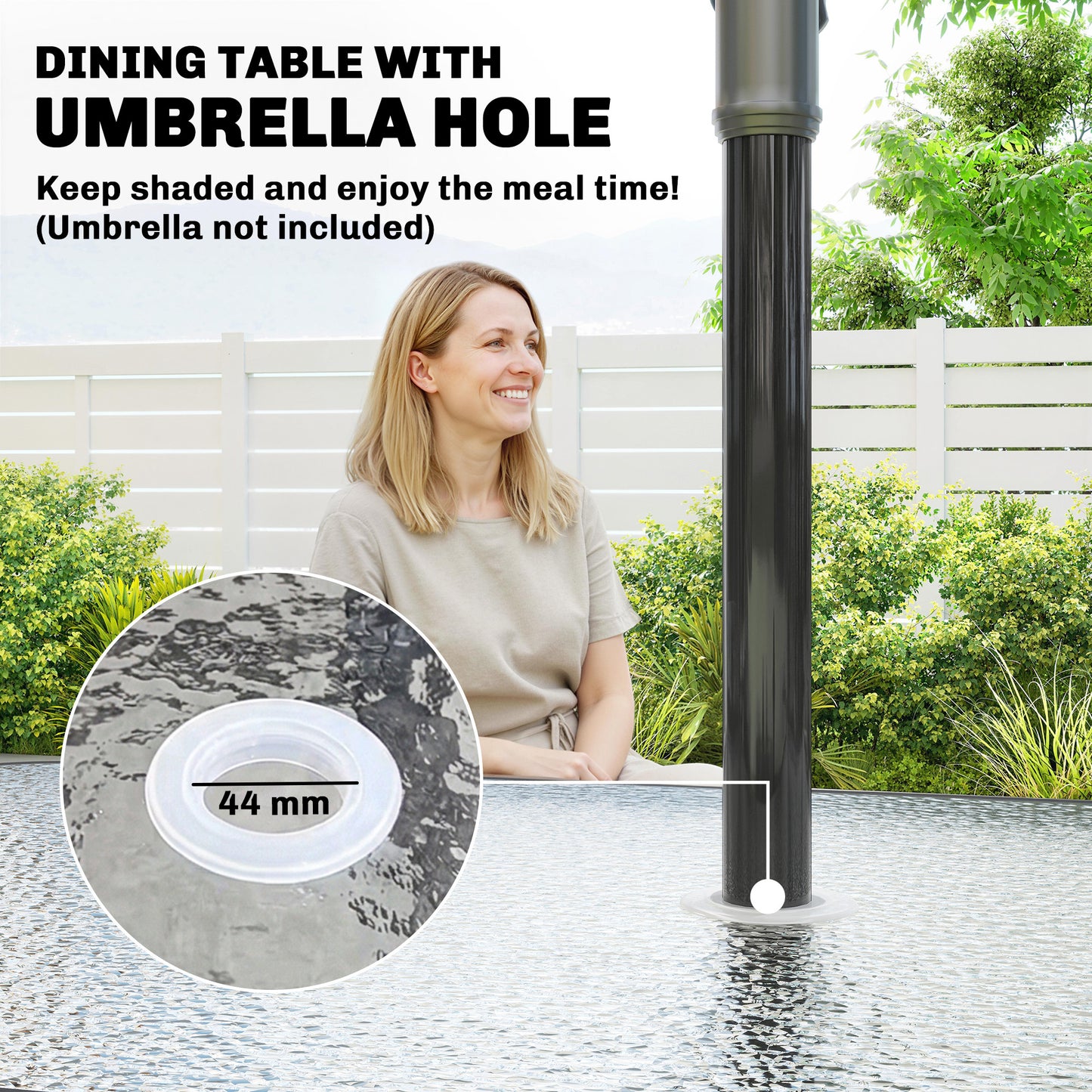 Garden Dining Set for 4 with Umbrella Hole