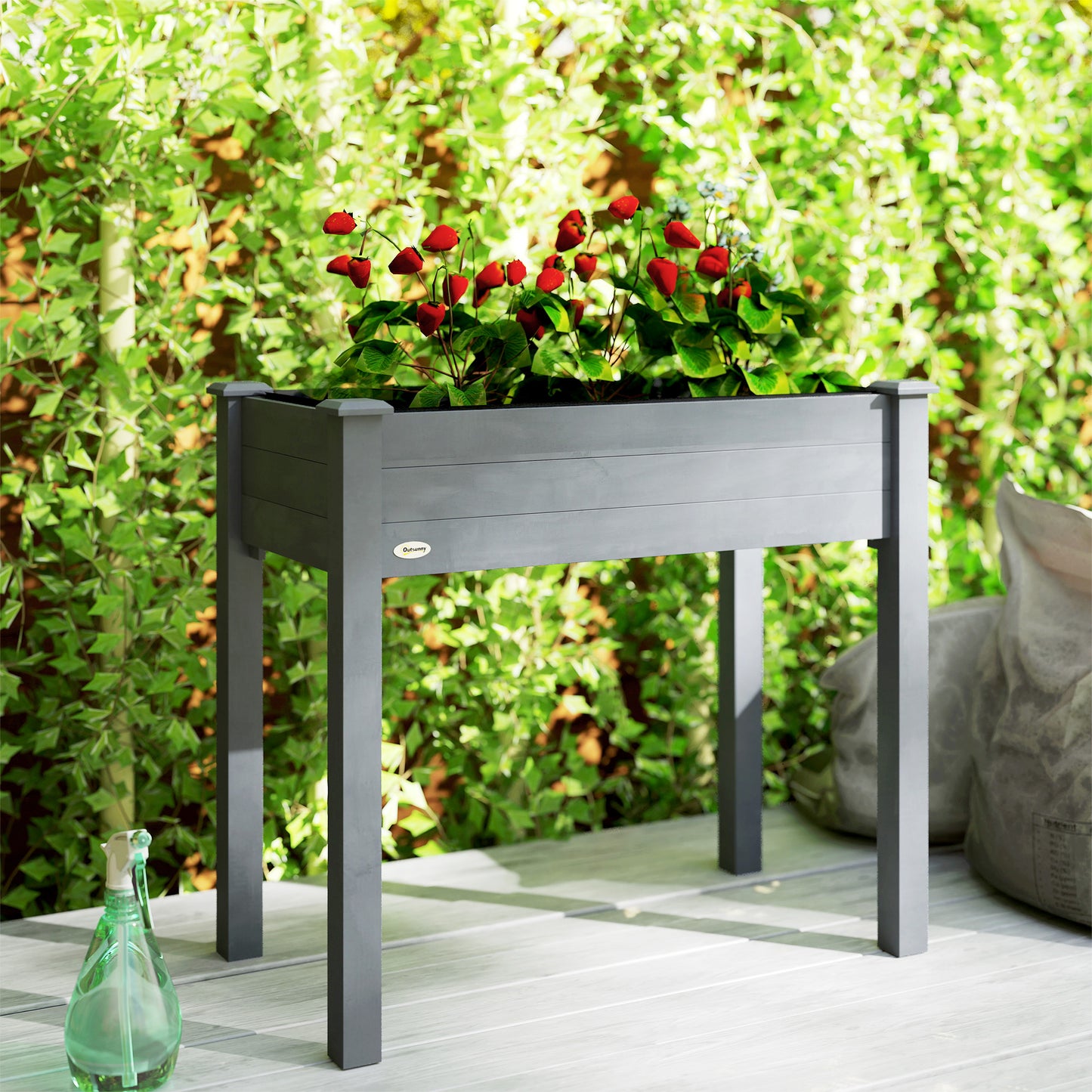 Raised Bed for Garden, Wooden Elevated Planter Box with Bed Liner