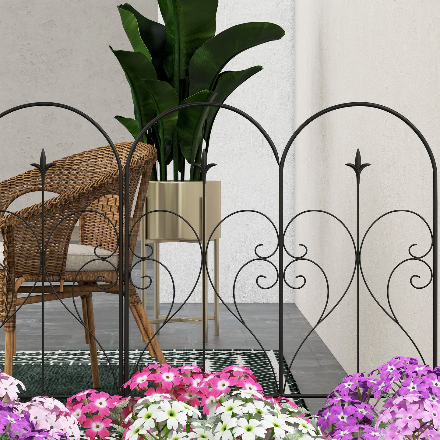 Set of Five Decorative Heart Metal Fence Panels