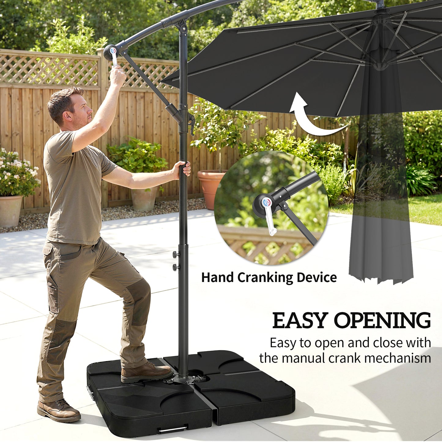3m Overhanging Parasol, with Base, Weights and Cover