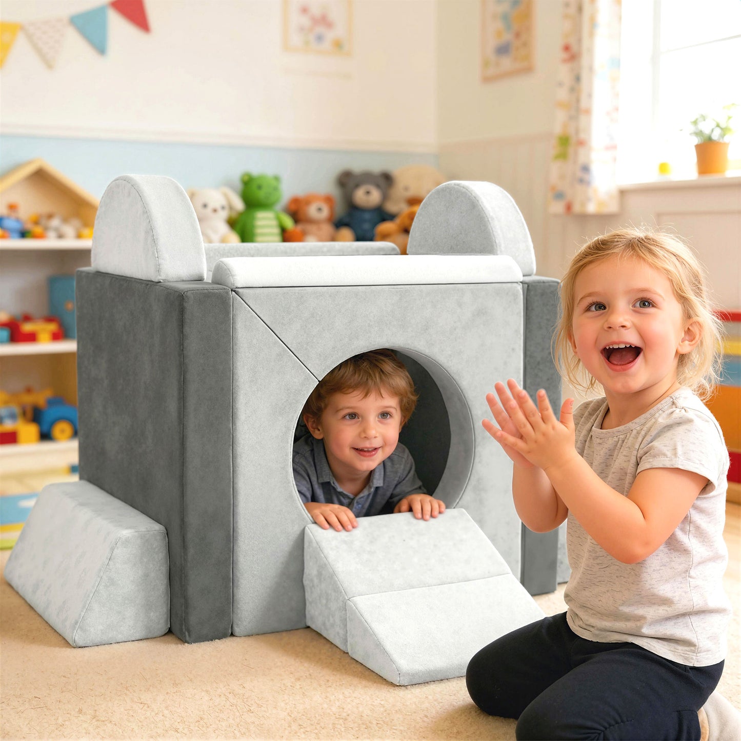 Kids Play Sofa, 12 Pieces Foam Modular Soft Play Set for Playroom