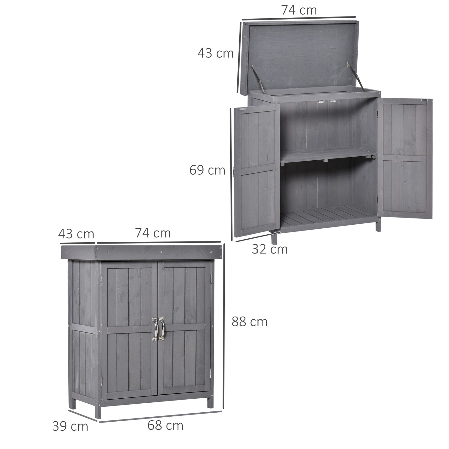 Small Shed, Wooden Garden Shed with Openable Hinged Roof