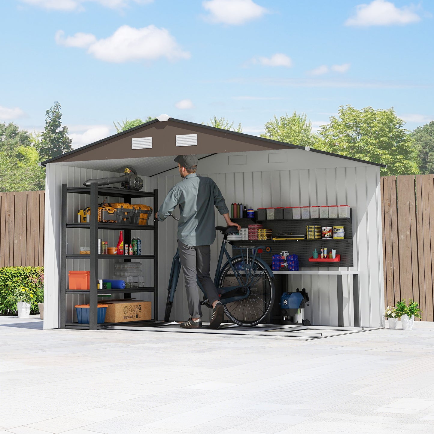9 x 6FT Garden Metal Storage Shed Outdoor Storage Shed