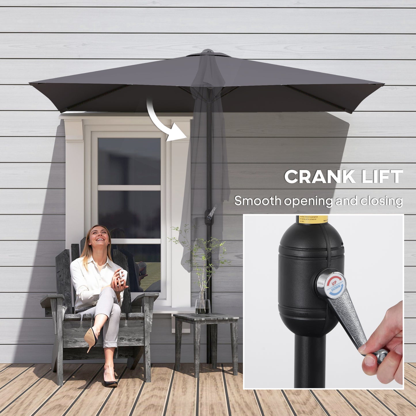 Balcony Half Parasol Semi Round Umbrella Patio Crank Handle (2.3 m (1)