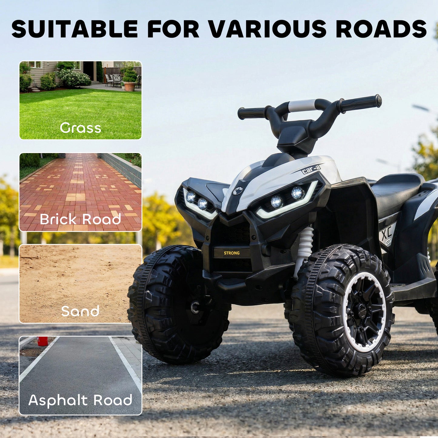 12V Ride-On Quad Bike w/ Music, Horn, for Ages 3-5 Years