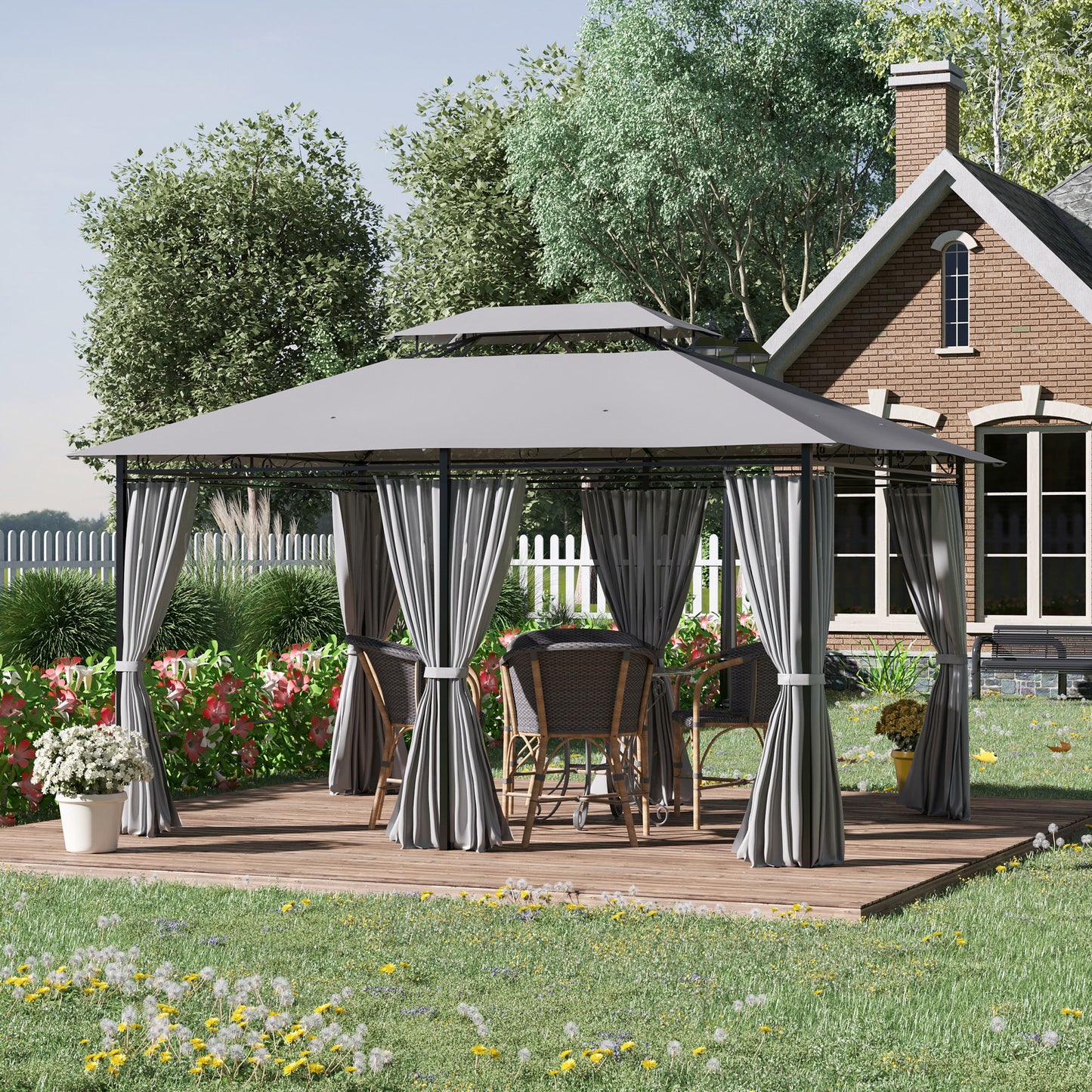 4m x 3(m) Metal Gazebo Canopy Party Tent Garden Pavillion Patio