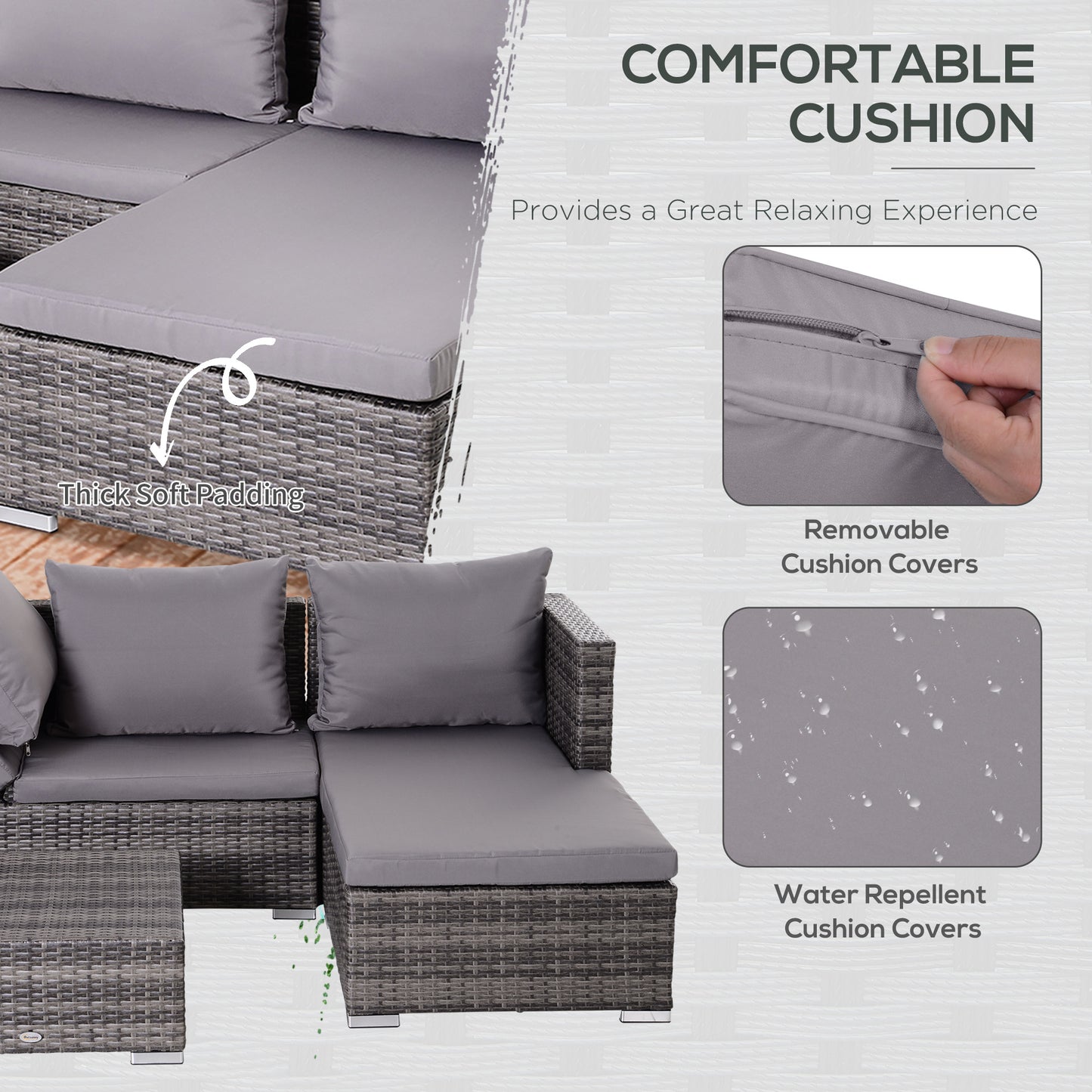3PC Rattan Garden Furniture Storage Sofa Set