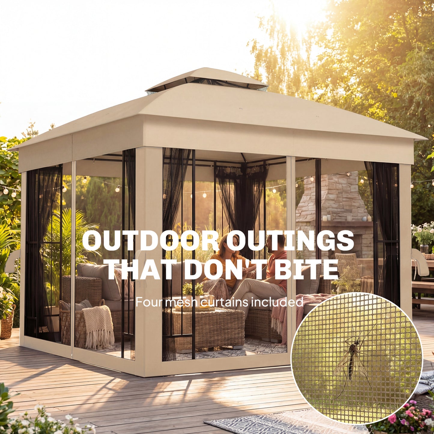 3 x 3 m Outdoor Garden Gazebo with Post Shelves