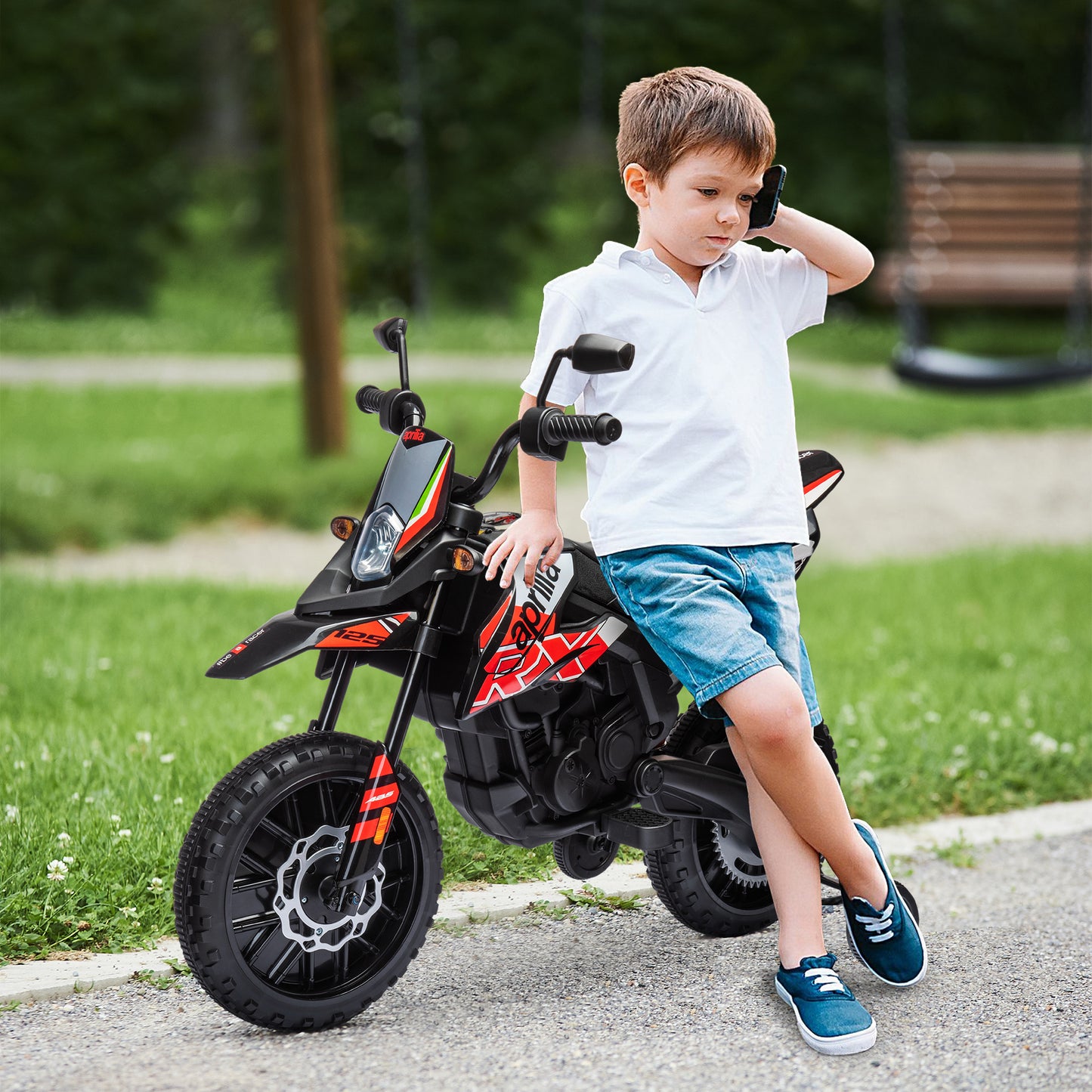 12V Aprilia Licensed Kids Motorbike with Training Wheels (1)