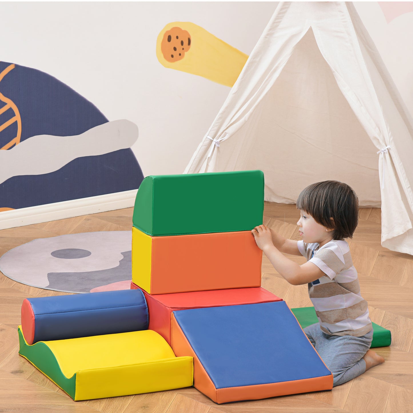 Soft Play Set, 7 Piece Foam Blocks