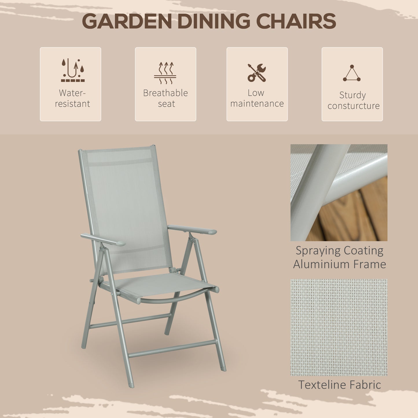7 Piece Garden Dining Set, Outdoor Table and 6  Folding