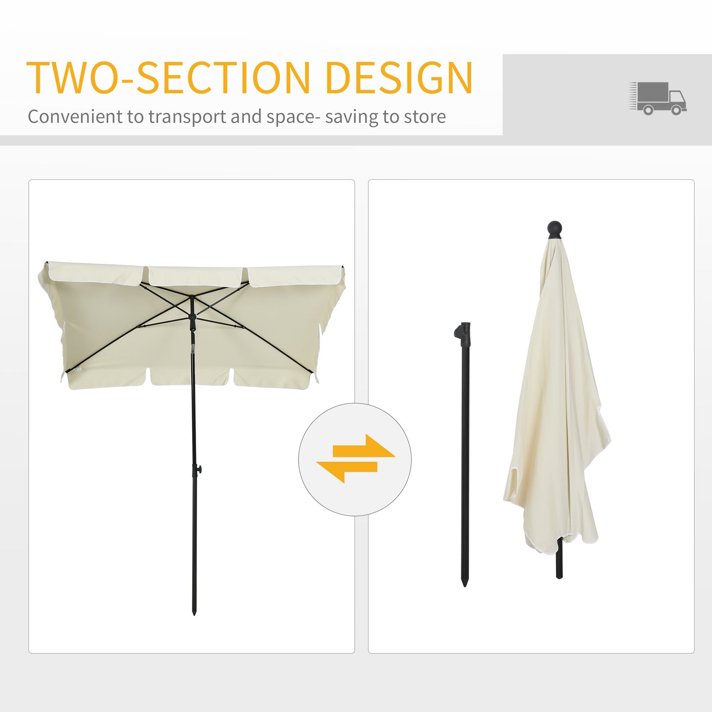 2 x 1.3m Garden Parasol Umbrella