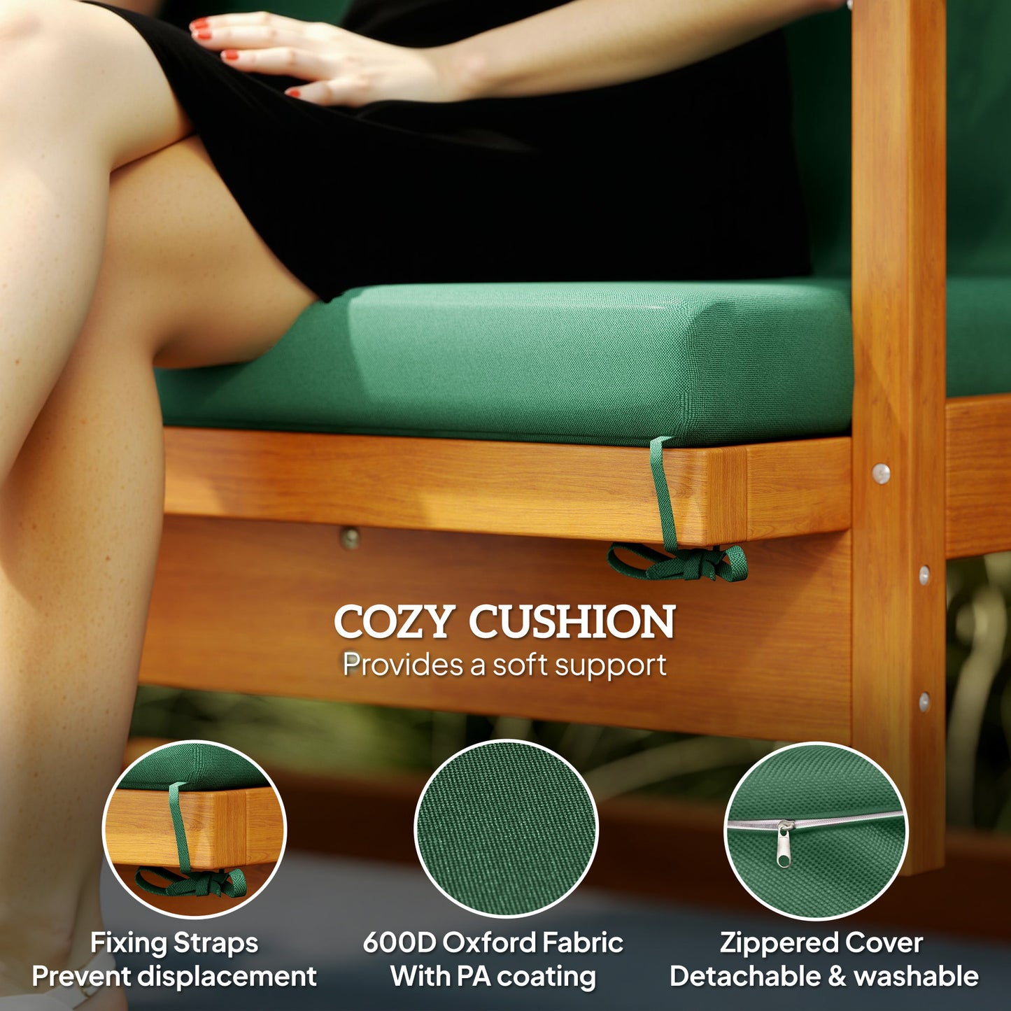 3 Seater 2-in-1 Wooden Garden Swing Seat Swing Chair Outdoor