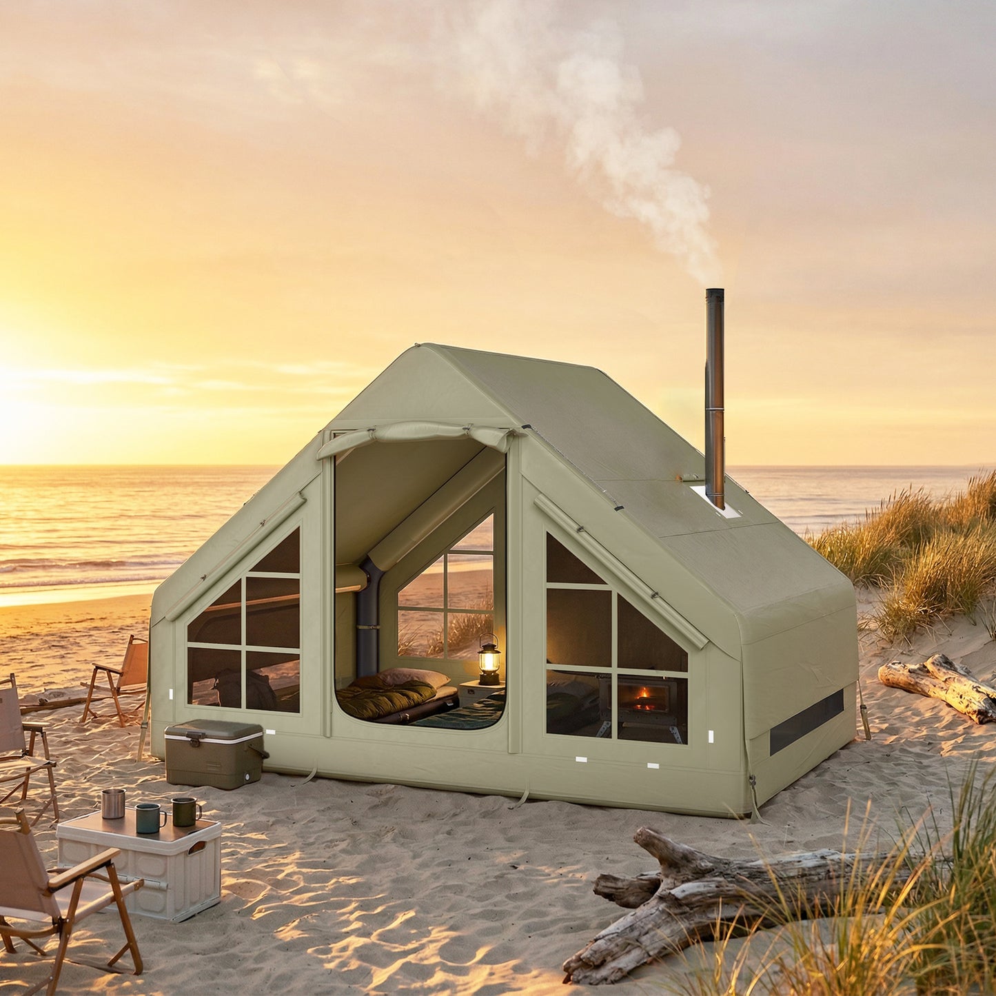 Inflatable Camping Tent with Pump and Stove Jack Hole (1)