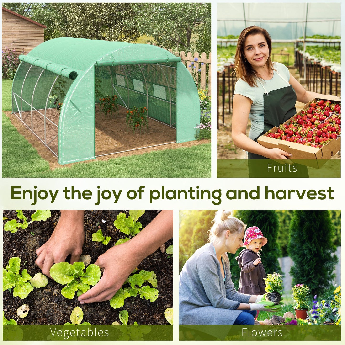 Polytunnel Greenhouse Walk-in Grow House Tent with Roll-up Sidewalls (1)