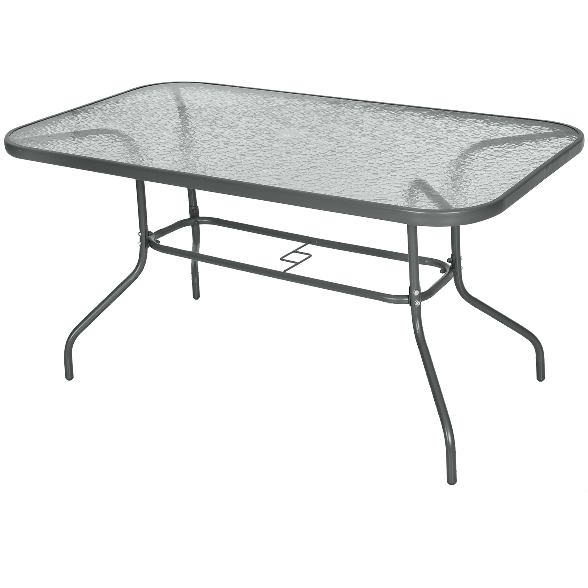 Garden Dining Table Glass Top Metal Frame (1)