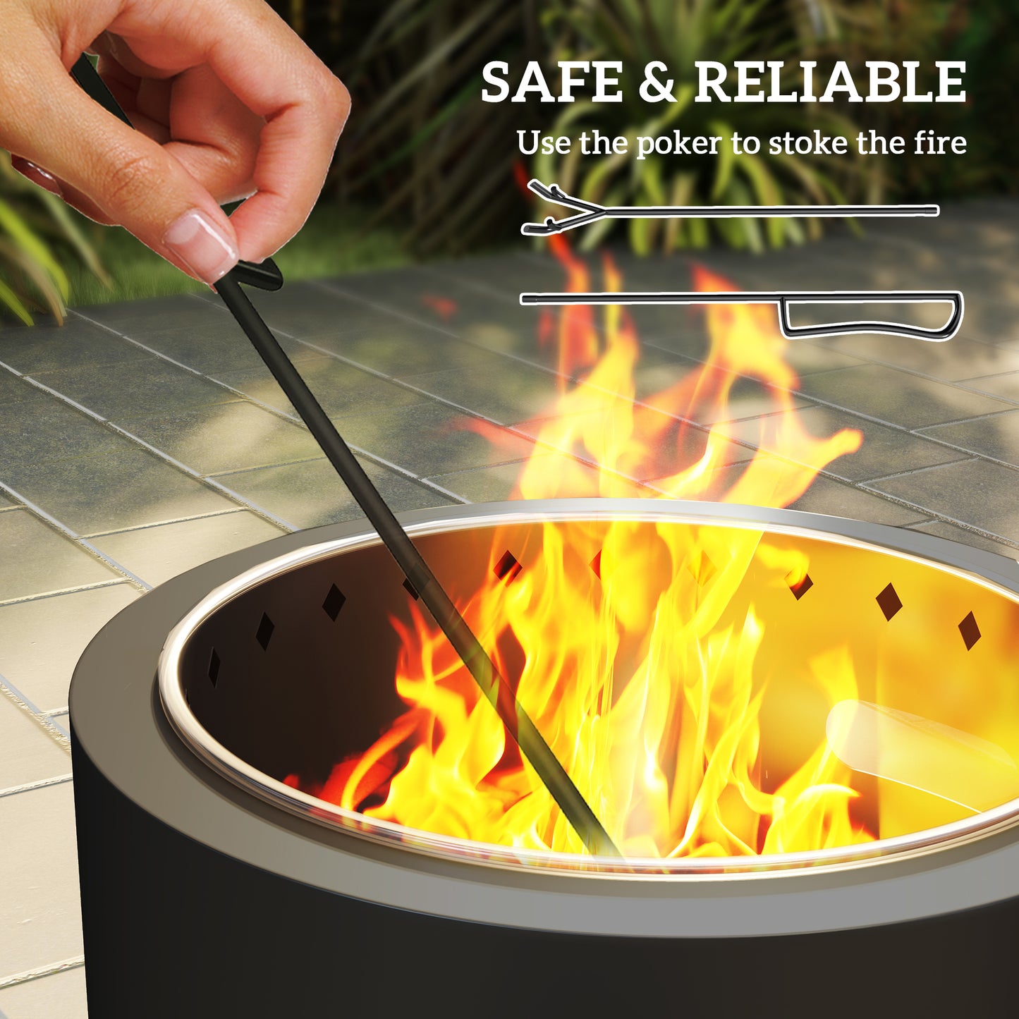 Smokeless Steel Fire Pit, with Poker
