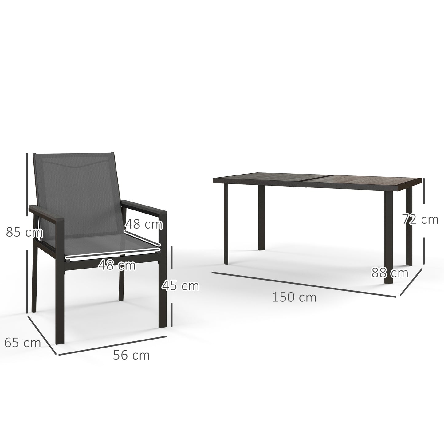 Seven-Piece Metal Dining Set, with Glass-Top Table