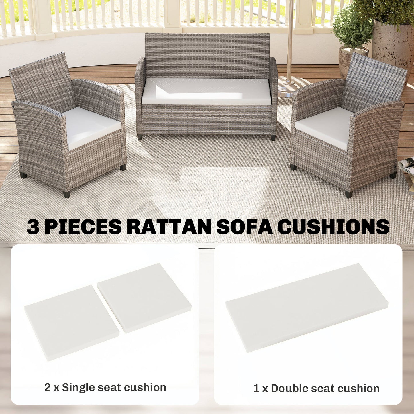 Outdoor Seat Cushion Pads for Rattan Furniture
