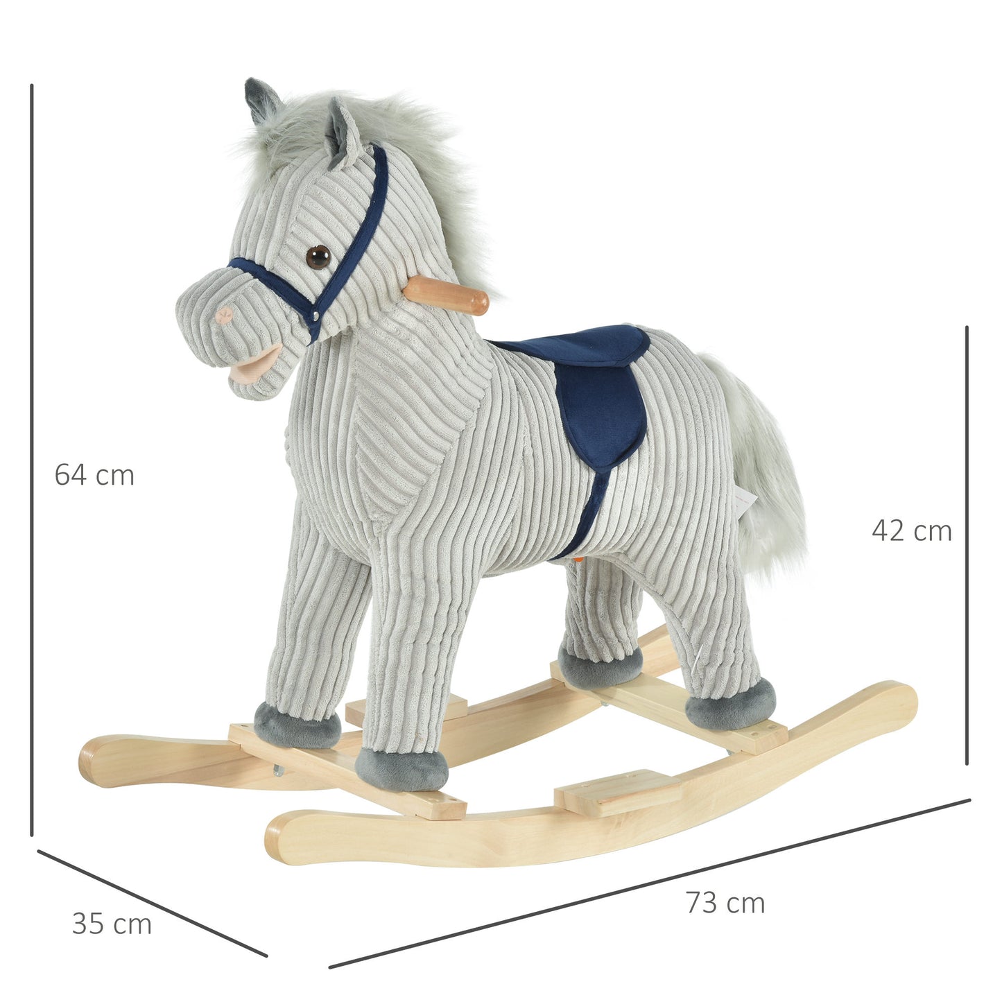 Kids Plush Rocking Horse w/ Sound Children Rocker Ride On Toy Gift