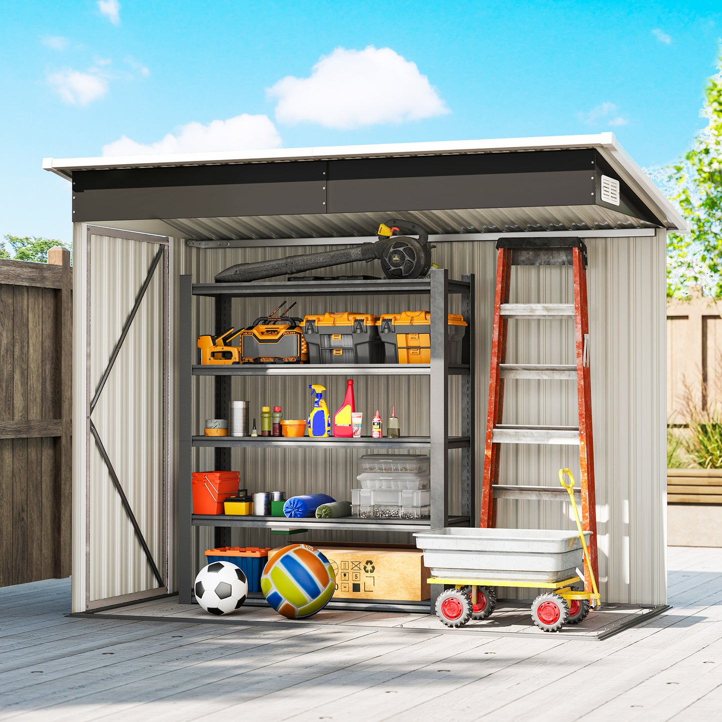 7.5 x 4.3ft Metal Garden Storage Shed