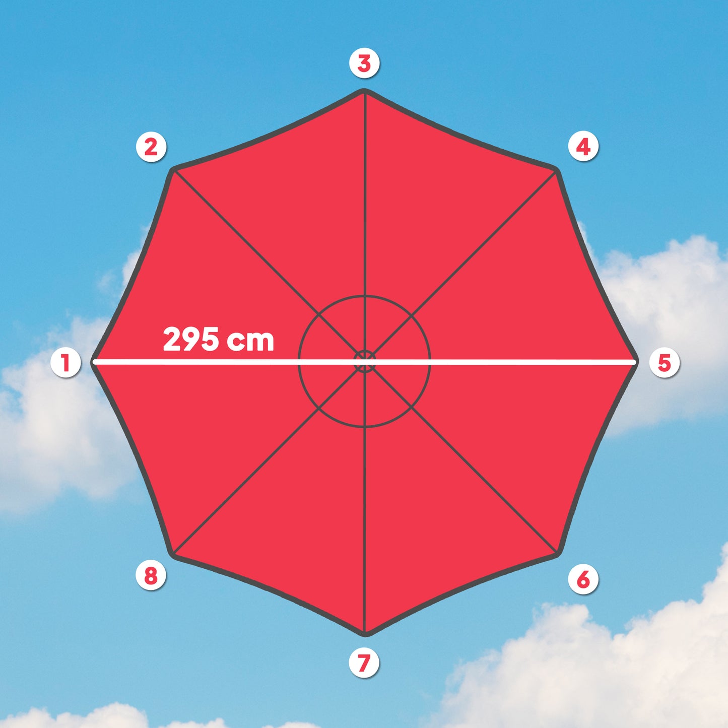 3 m Replacement Parasol Canopy with Top Vent