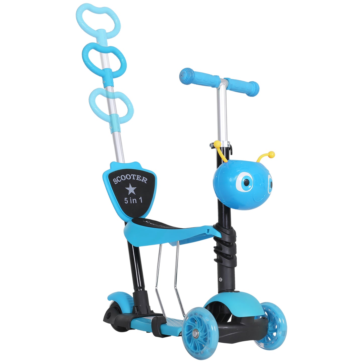 Adjustable Kids Toddler Scooter, with Removable Seat, Back Handle
