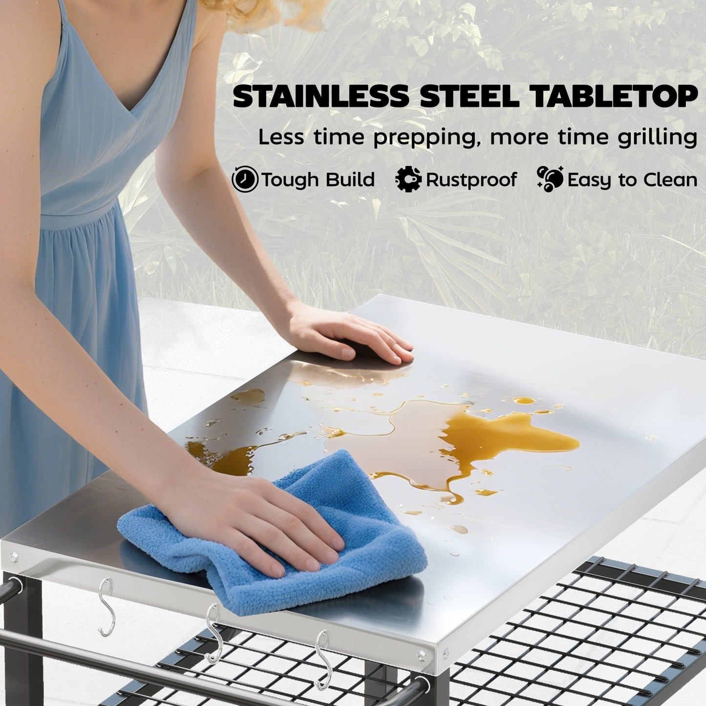 Outdoor Grill Cart with Stainless Steel Tabletop (2)