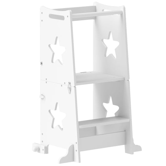2-in-1 Toddler Step Stool with Safety Rail for Kitchen, Bathroom