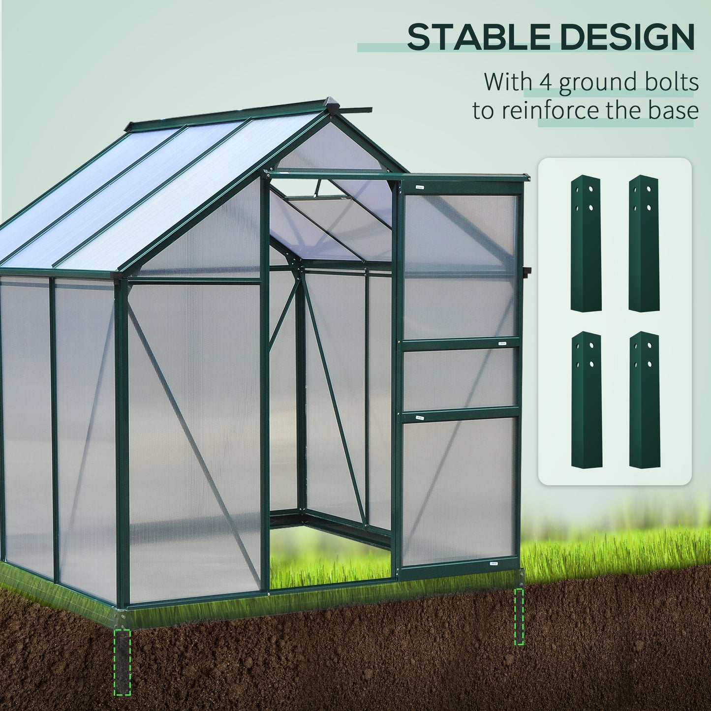 6 x 6ft Polycarbonate Greenhouse