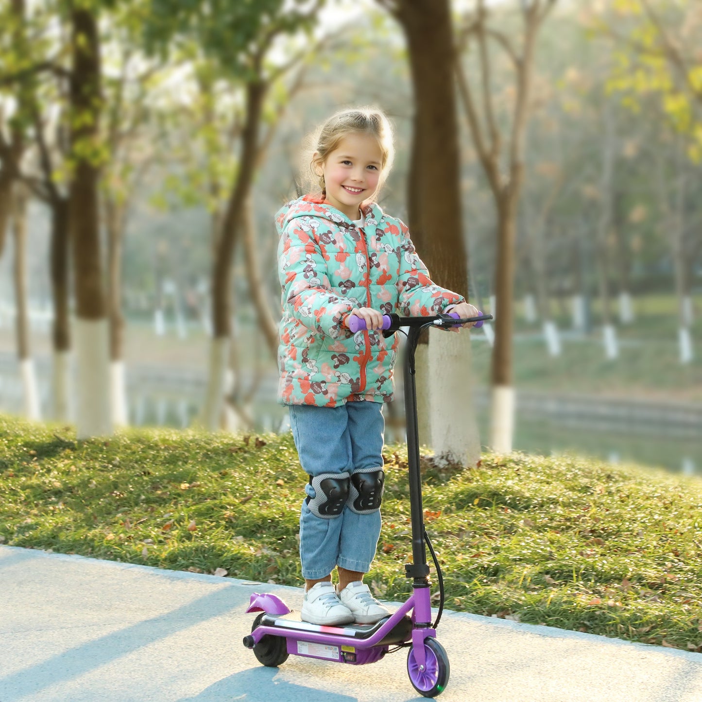 Electric Scooter for Kids Aged 6-14 Years, with Colourful Lights