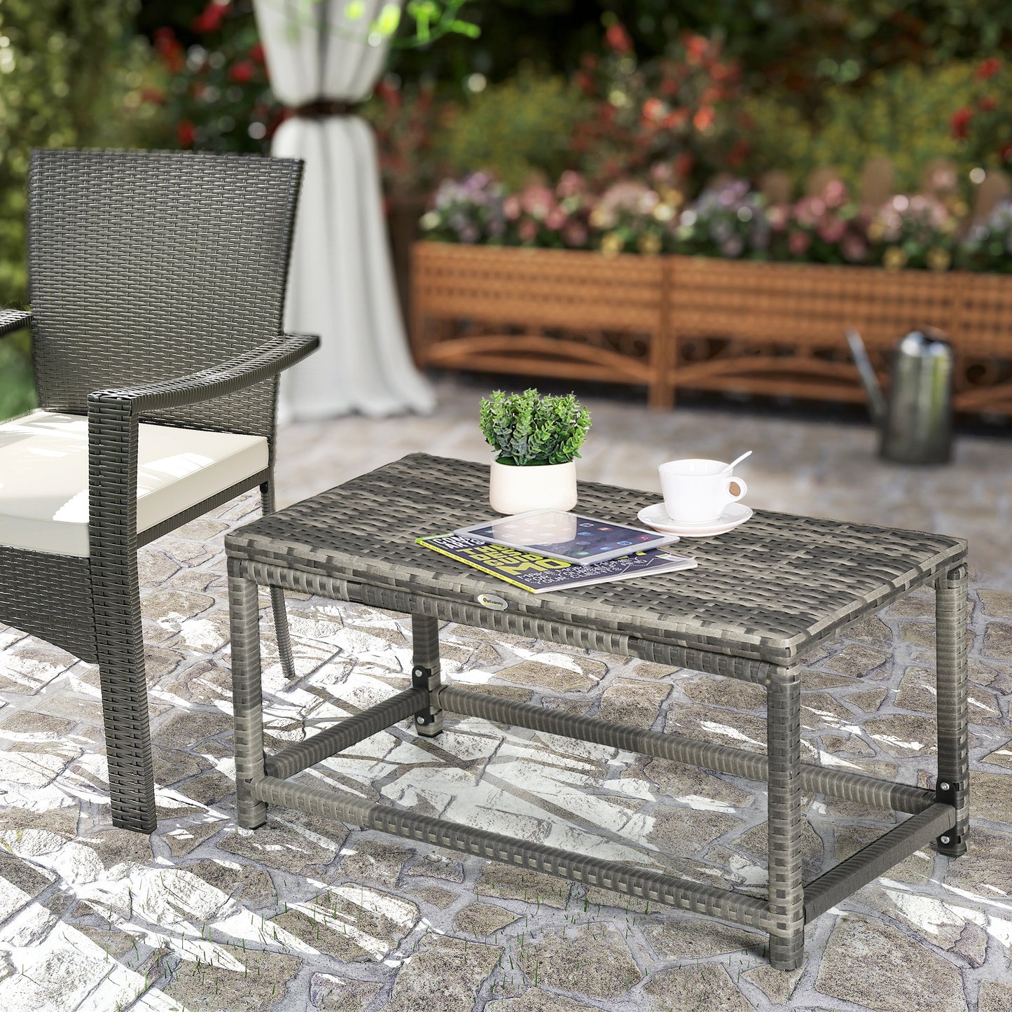Outdoor Coffee Table, Garden PE Rattan Side Table (1)