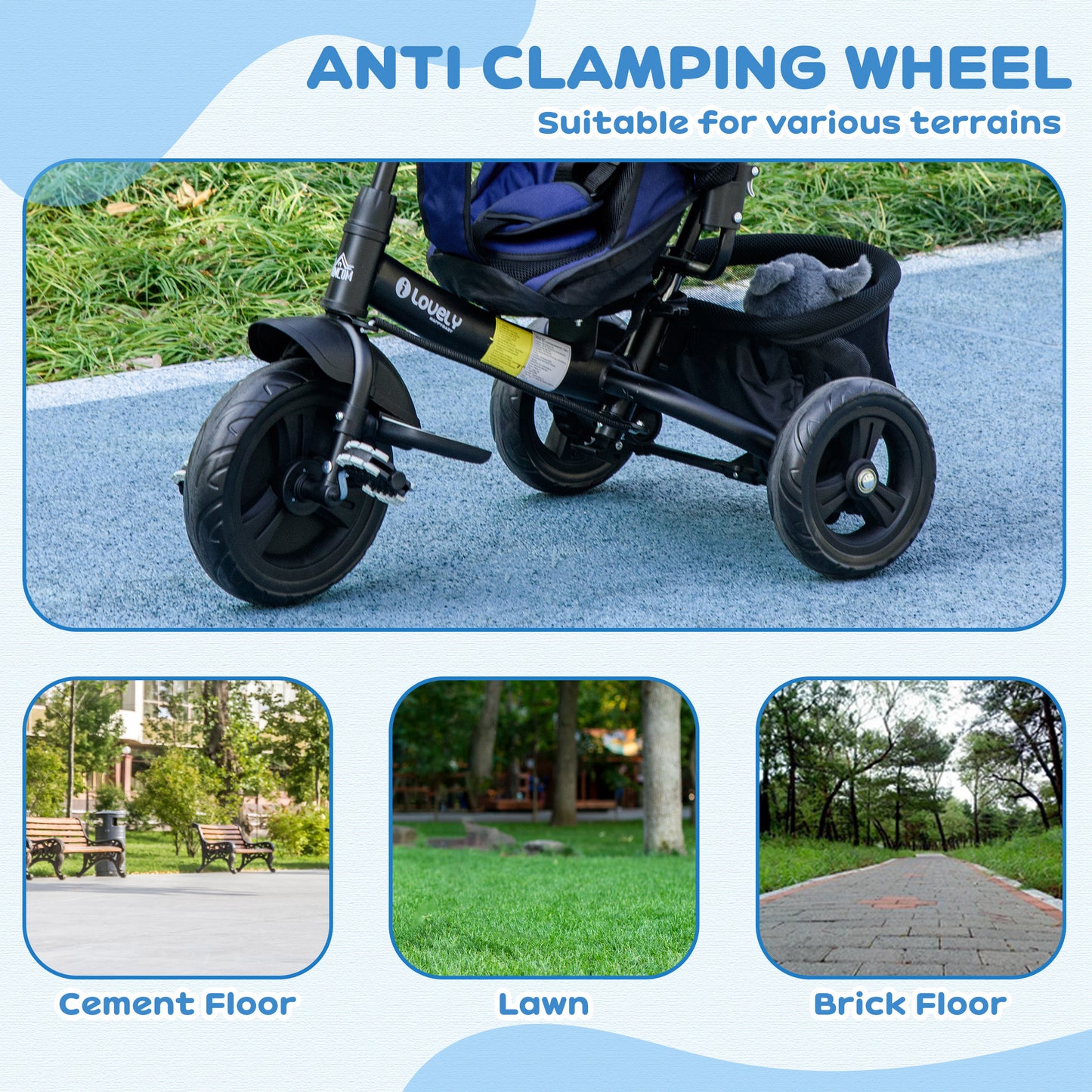 6 in 1 Kids Trike with Parent Handle, Canopy, 5-point Seat Belt