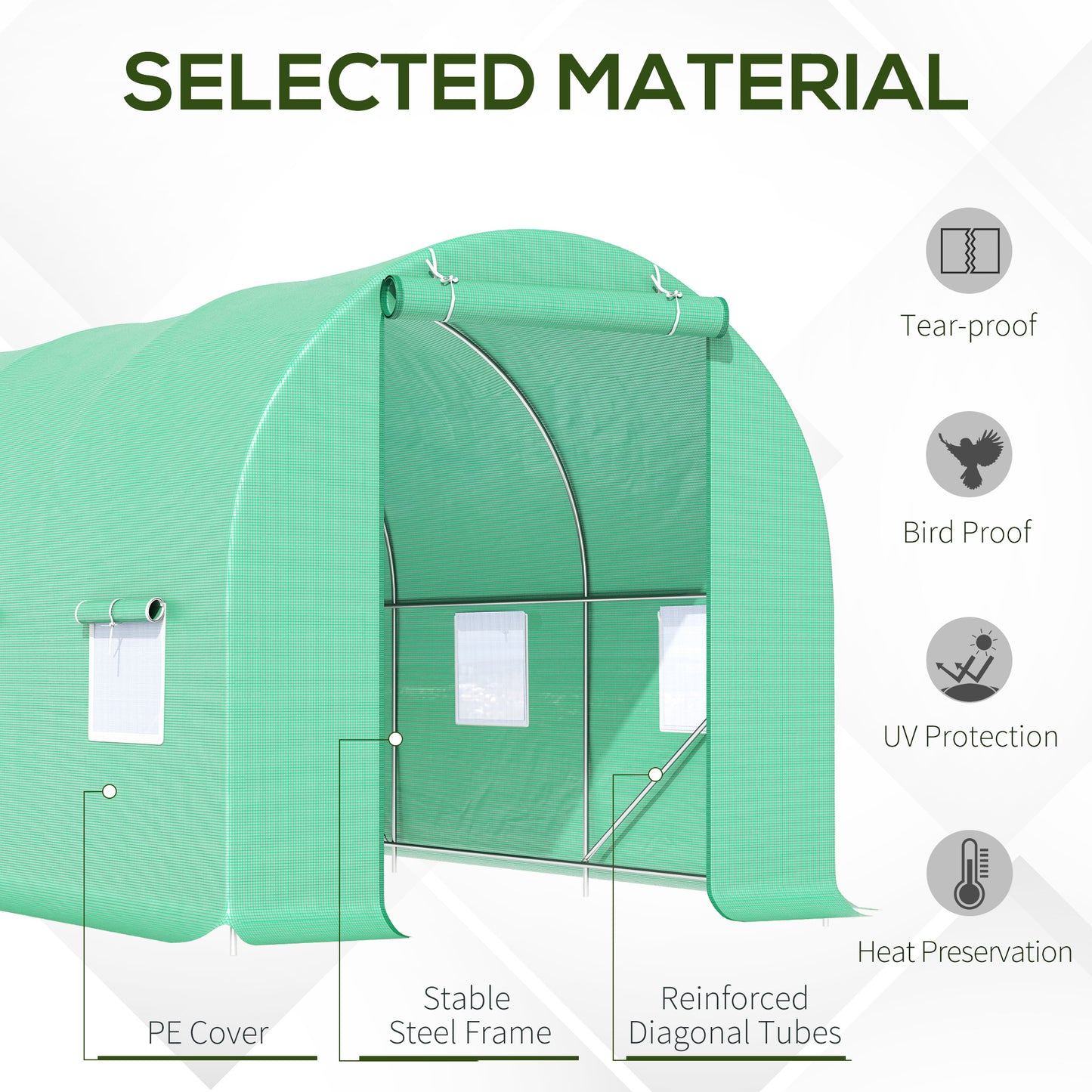 4.5m x 2m x 2m Walk-in Tunnel Greenhouse Garden Plant Growing House