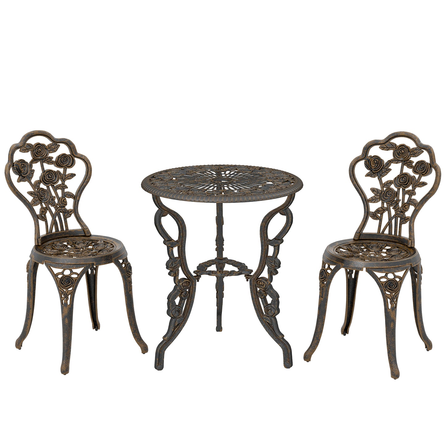 Outdoor Bistro Set Vintage Rose Design Patio Furniture Set