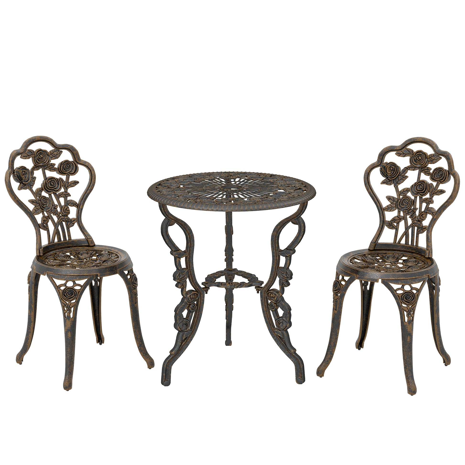 Outdoor Bistro Set Vintage Rose Design Patio Furniture Set