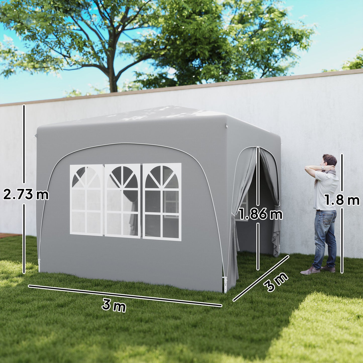 3 x 3m Pop-Up Gazebo Shelter, with Accessories