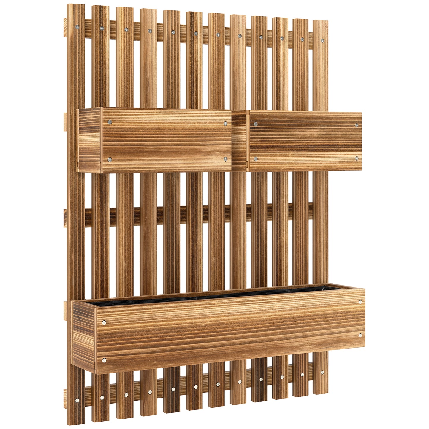 Wall-mounted Wooden Garden Planters with Trellis