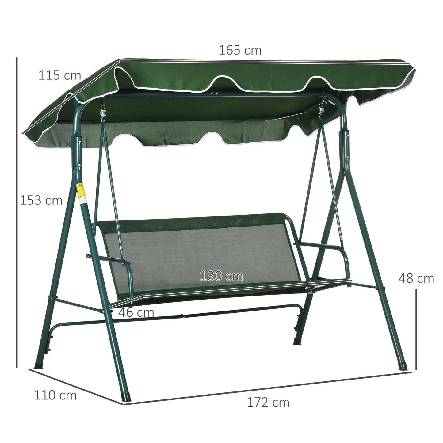 3-Seat Swing Chair Garden Swing Seat with Adjustable Canopy for Patio