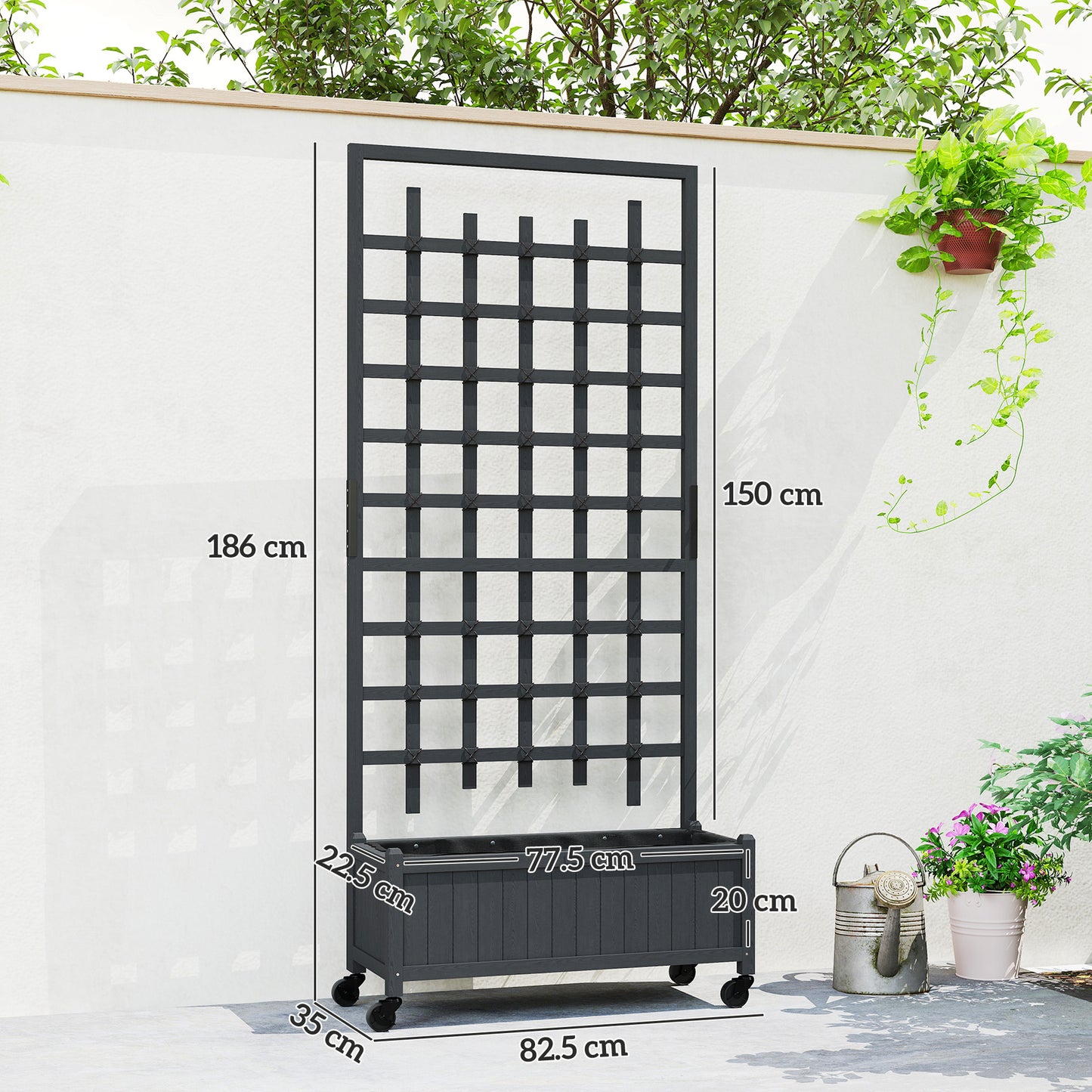 Wooden Trellis Planter, Raised Garden Bed with Wheels