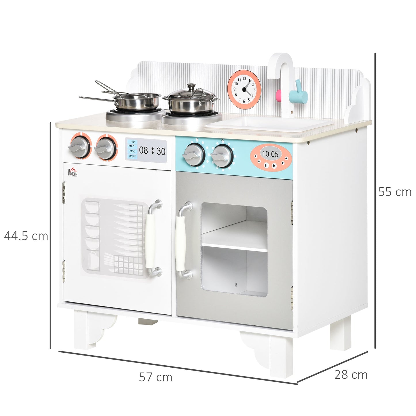 Kids Wooden Play Kitchen Toy Cooking Set Pretend Role Playset, with
