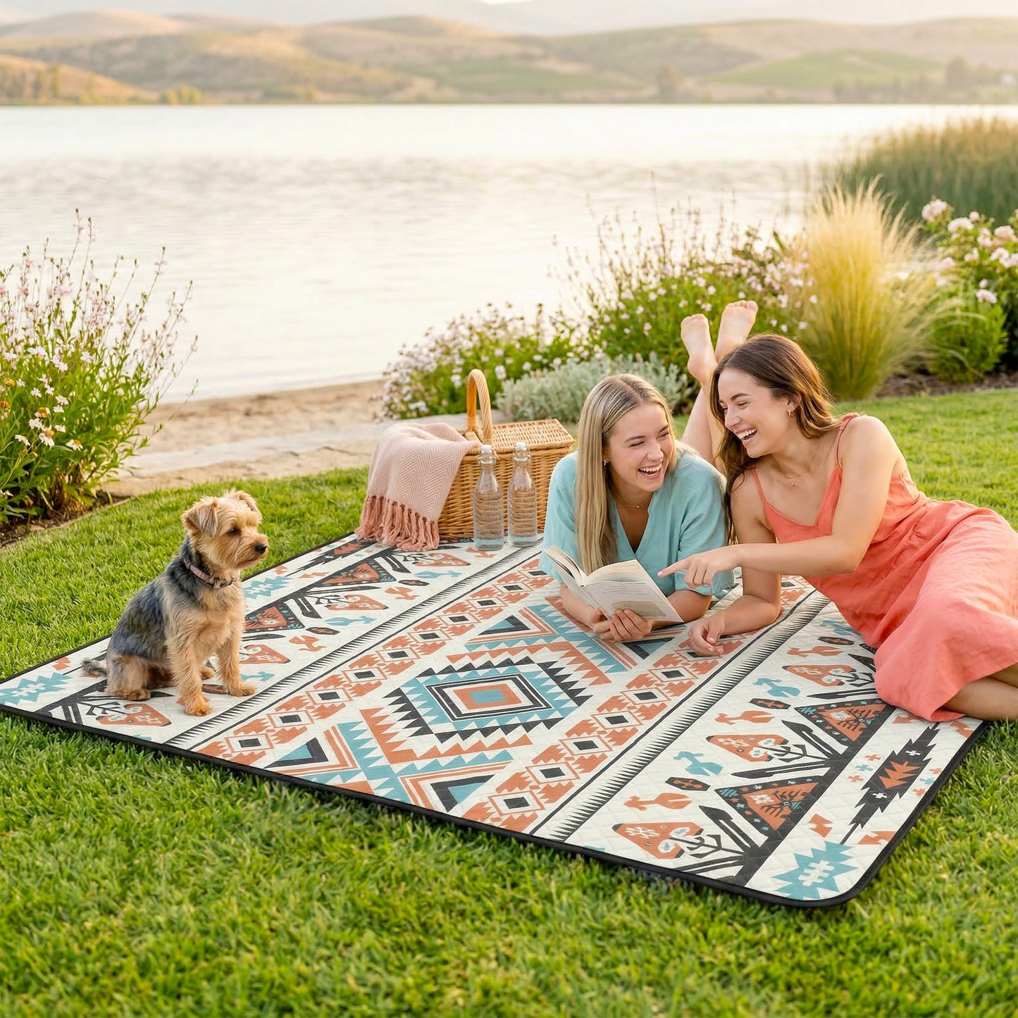 Picnic Blanket, 200x200CM Large Beach Blanket Outdoor Picnic Mat