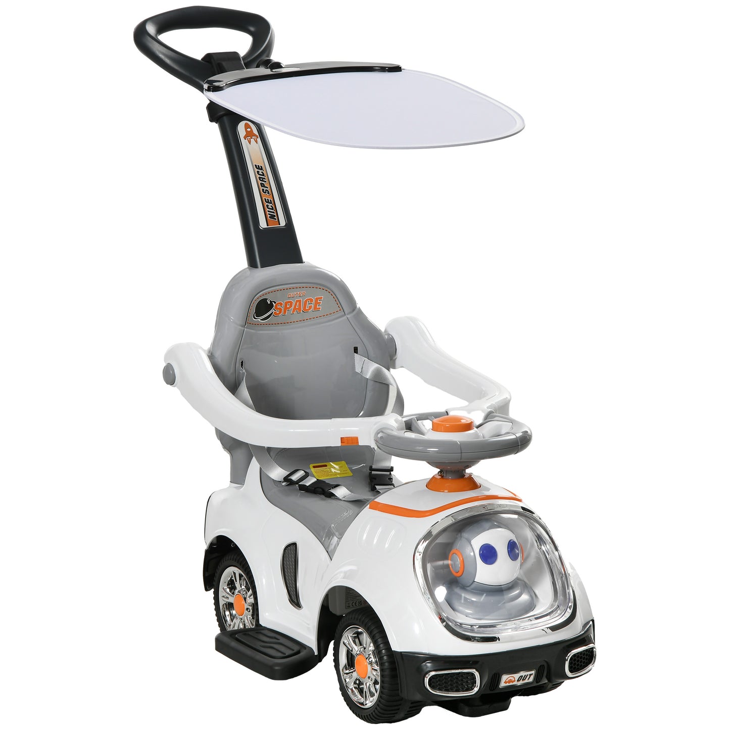 3 in 1 Ride on Push Car, Cartoon Robot Theme Foot to Floor Slider