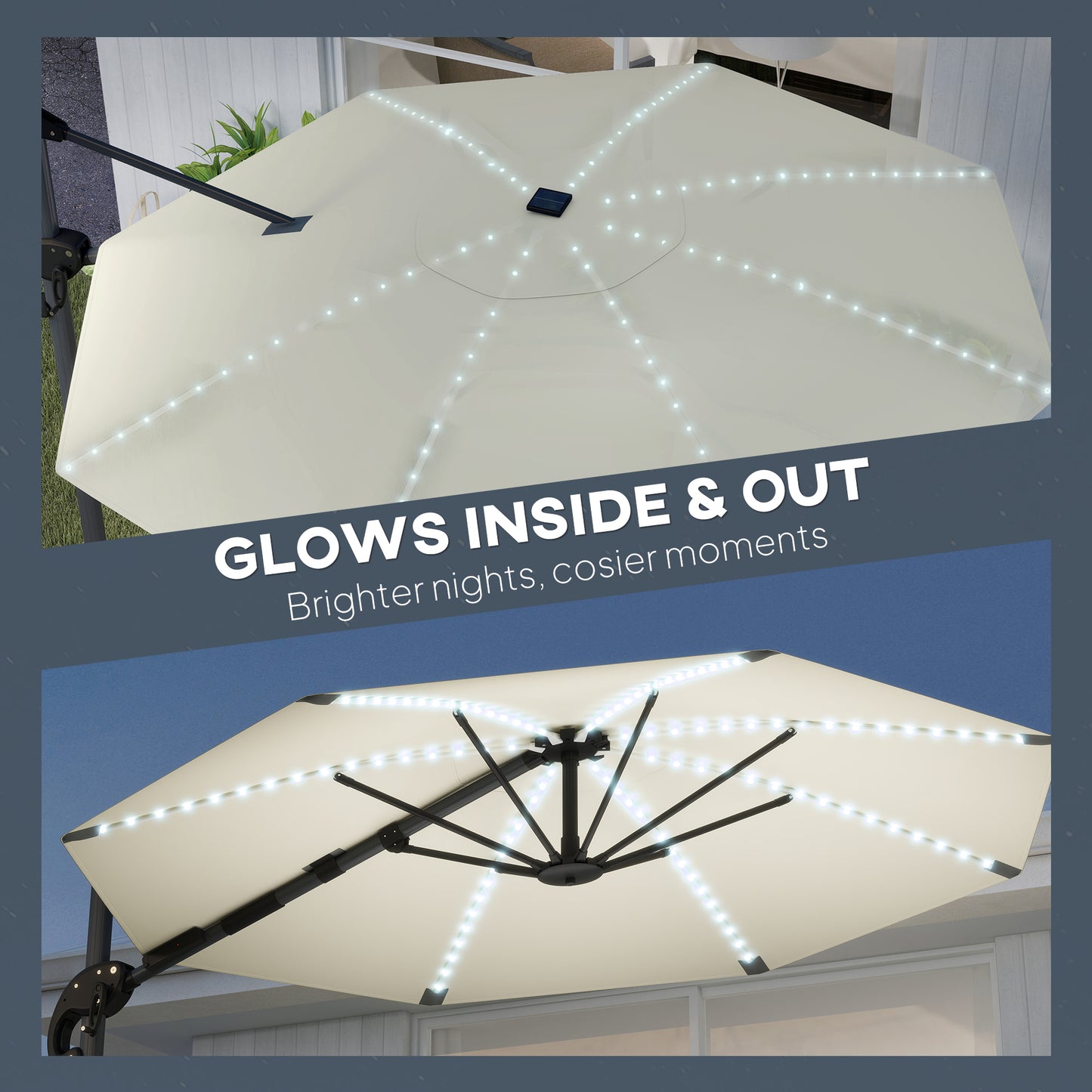 3(m) Cantilever Garden Parasol with Solar Powered Lights