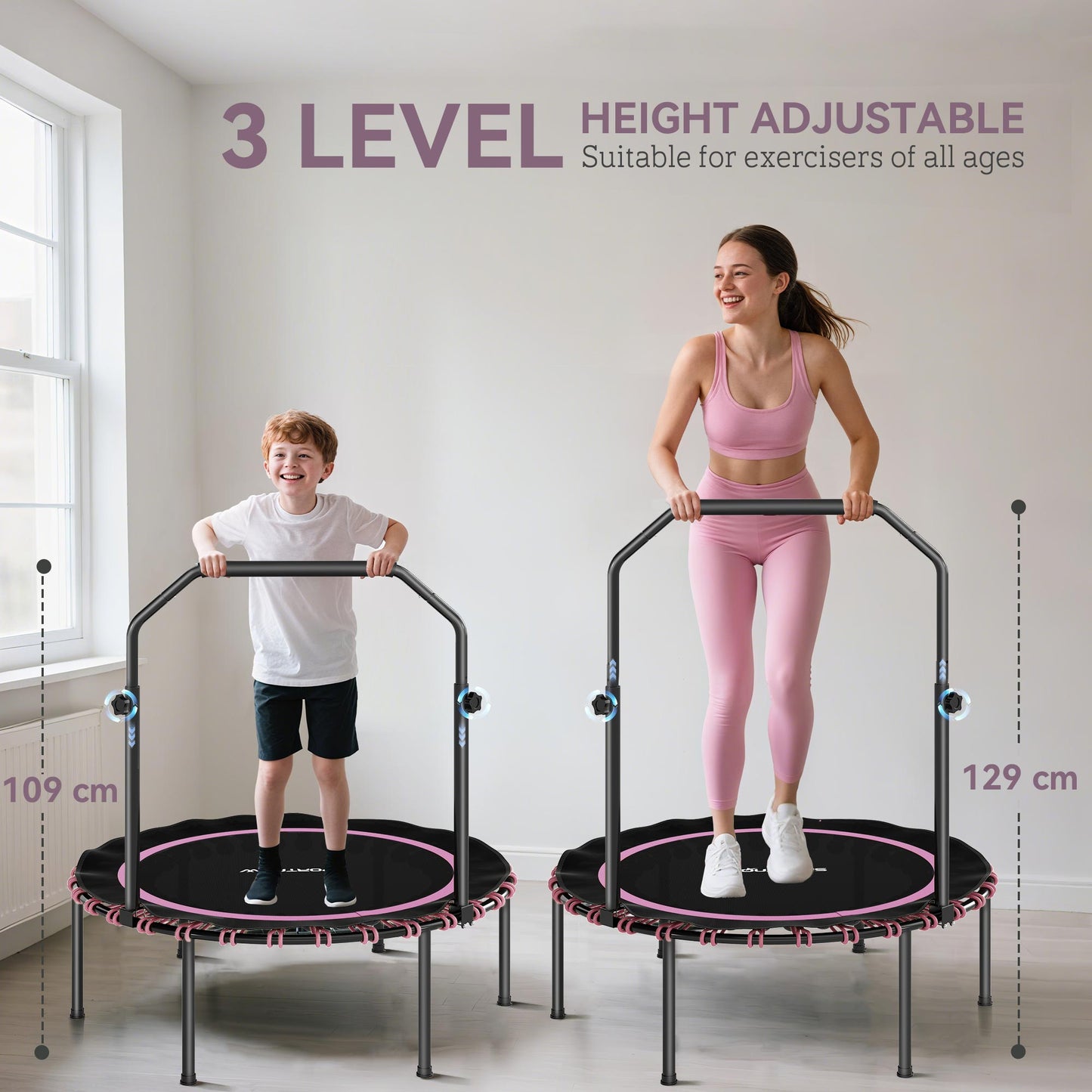 40" Foldable Fitness Trampoline Rebounder with Handle