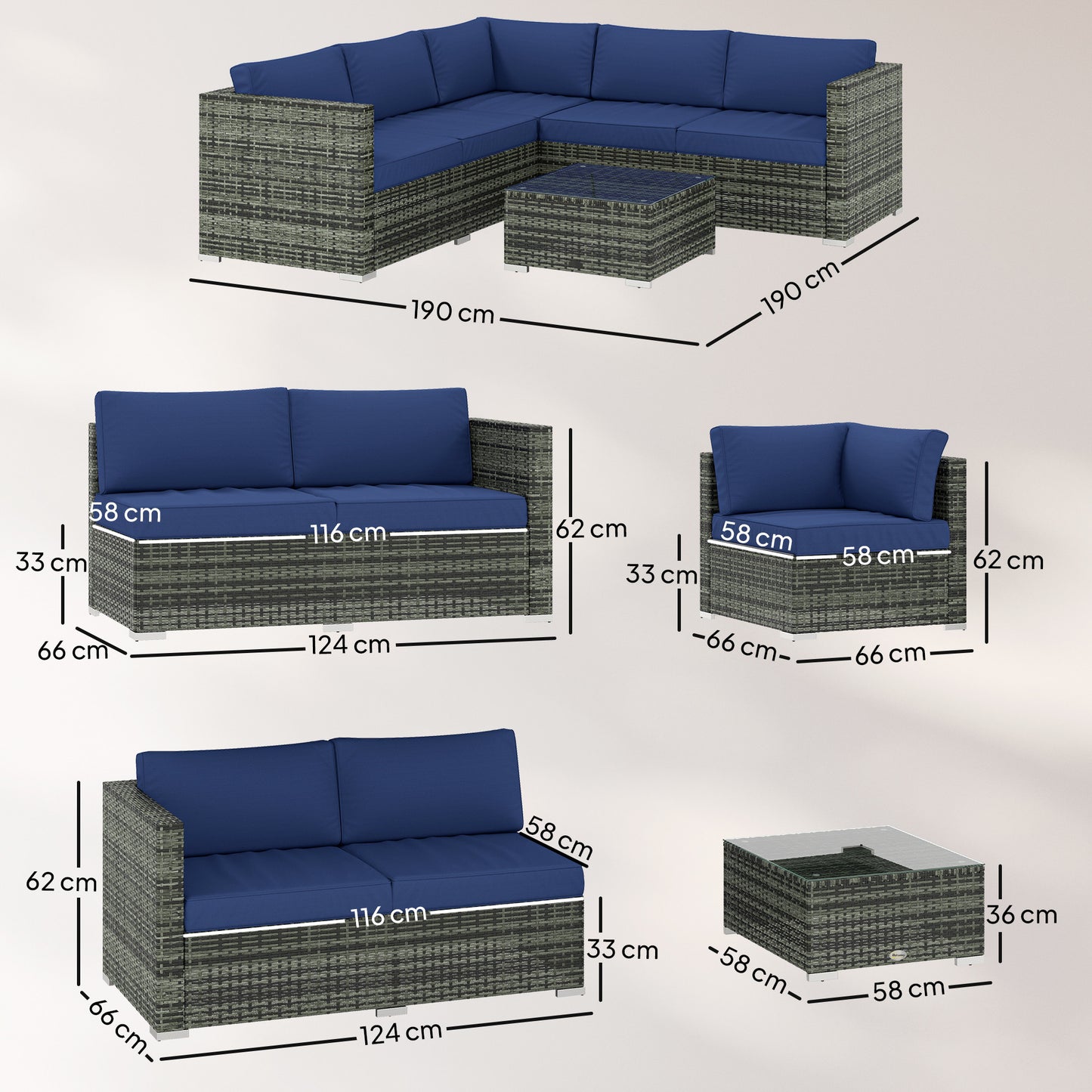 Four-Piece Rattan Sofa Set