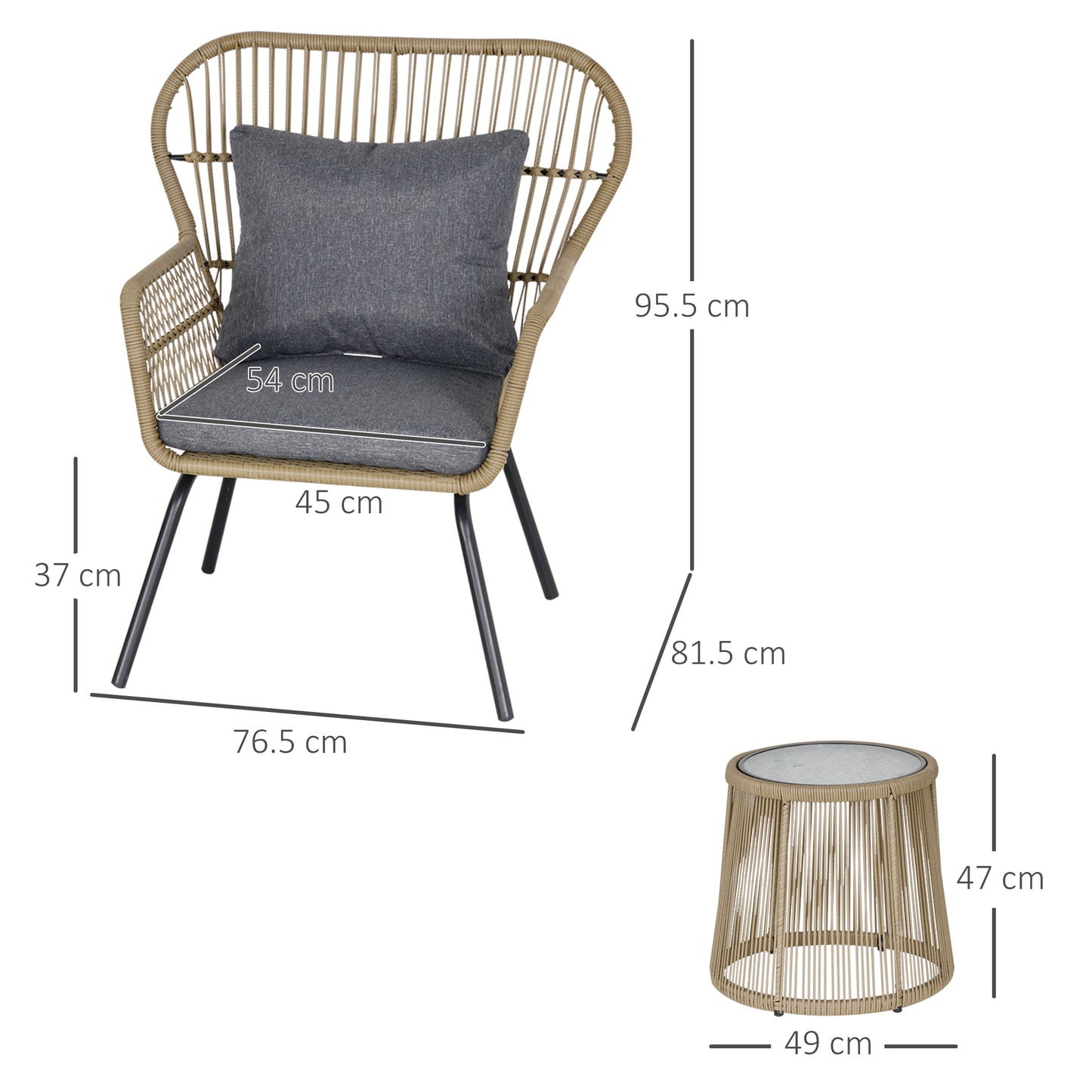 3 Pieces Rattan Bistro Set (1)